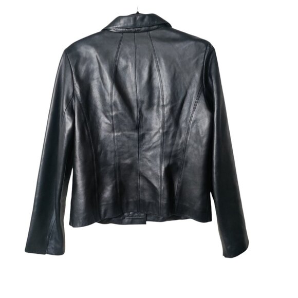 Siena Studio Black Leather Jacket Woman's Size 10 - Picture 2 of 8